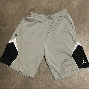 Jordan Dri Fit Basketball Shorts Mens XL Long Style#439553-070 LightGrey/Black